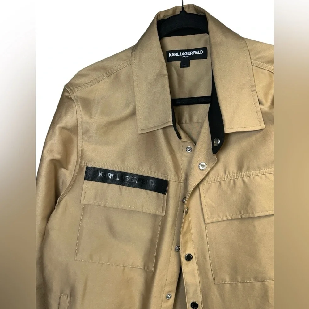 KARL LAGERFELD MENS Trill Trucker Jacket Shirt Shacket Snap up Sz L